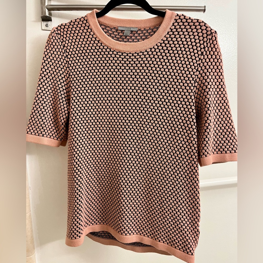 COS pink & black short-sleeve sweater